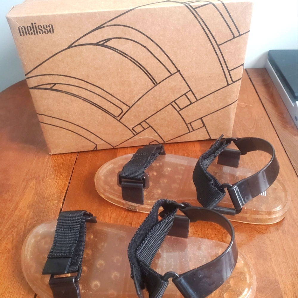 Mini Melissa Clear and Black Sandals